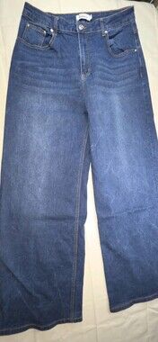 Genleck Y2K High-Waist Wide-Leg Denim Jeans Blue Size 12 Sku 230